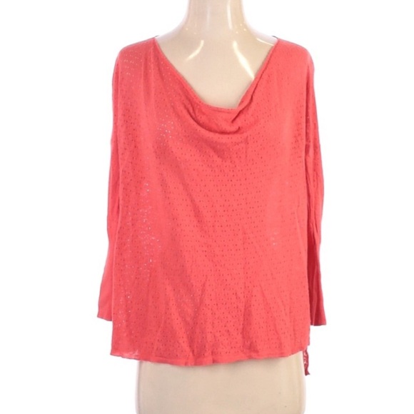 Guinevere | Linen Cotton Blend Long Sleeve Small Top Orange Peach Pink - Picture 4 of 10